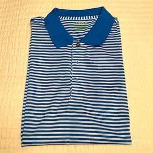 IZOD Perform Golf~Polo Shirt~Blue w/white Stripes~Size xl
